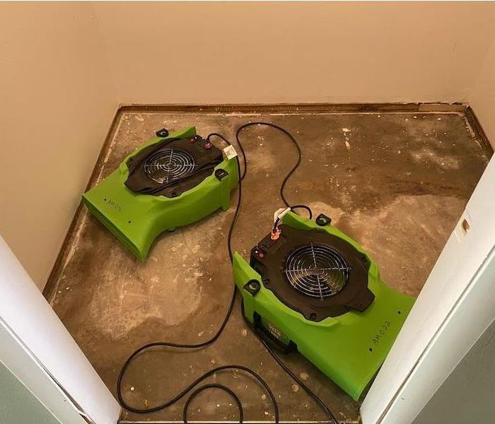 SERVPRO drying equipment in small room